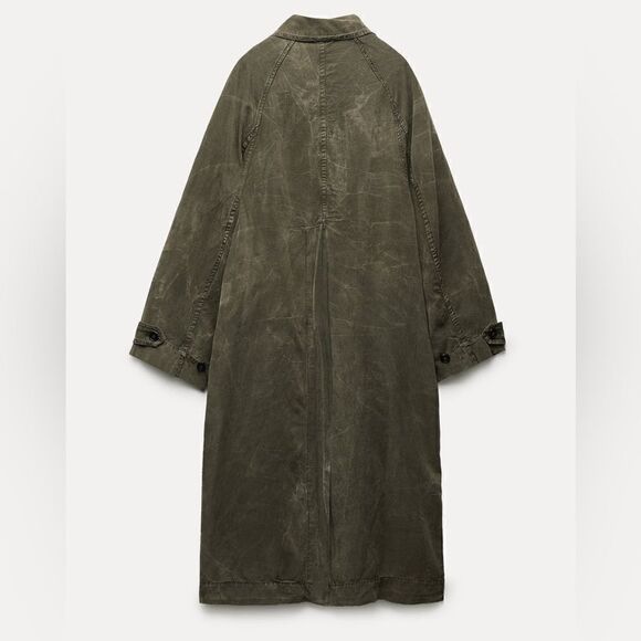 ZARA ZW COLLECTION WASHED LYOCELL TRENCH - Picture 13 of 16